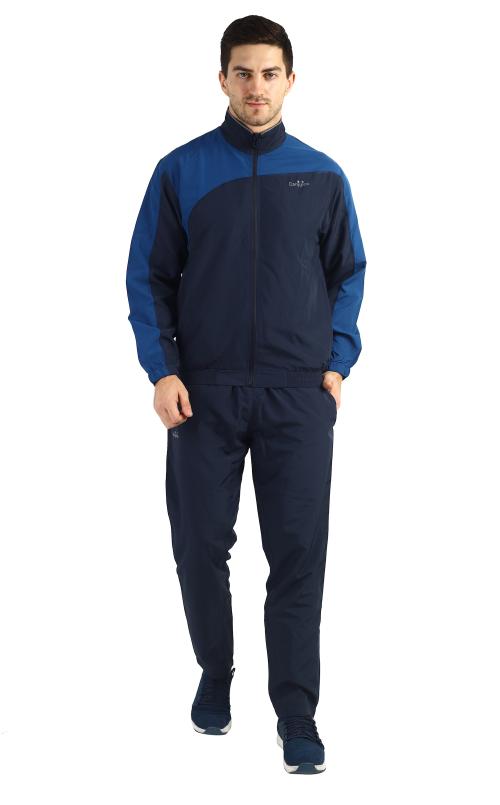 CANJUICE Men's Polyester Regular Winter Zipper Sports Gym Track Suit Set (Navy-Airforce)