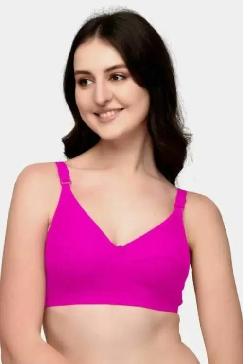 Buy BOOMBUZZ Women's Regular Non-Padded Non-Wired Cotton Blend Bra (PINK)( 40A) Online at Best Prices in India - JioMart.
