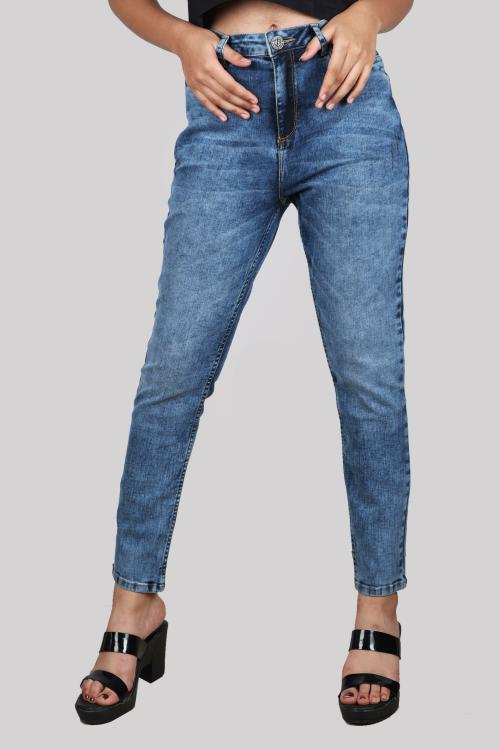 MEGHZ Women Grey Self Design Denim Skinny Jeans (32)