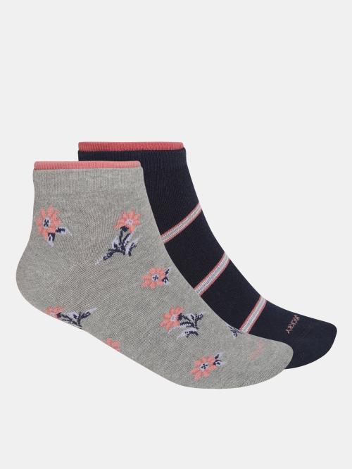 Jockey 7480 Women's Grey Printed Cotton Blend Pack of 2 Socks