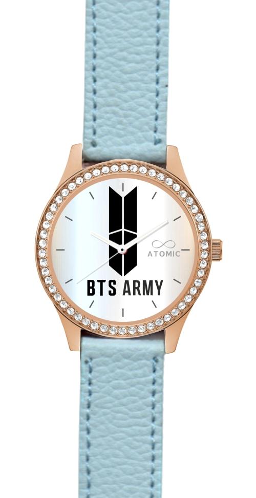 Atomic Premium Quality Rosegold Skyblue Strap BTS watch for Girls