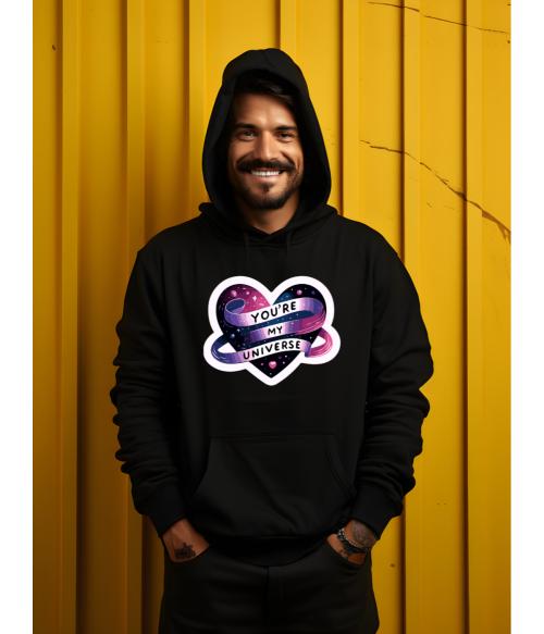 Billion Stuff Love Printed Design Unisex Regular Fit Premium Poly Cotton Fleece Hoodie for Men & Women|Valentine Hoodie|Printed Unisex Hoodies for Valentine Day (Love 180 Hoodie) Black, XXL)