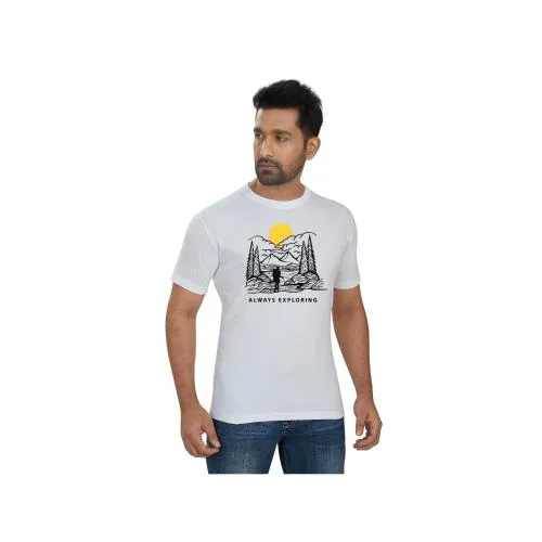 HAWKZ LIFESTYLE Men's Tshirts Cotton Solid Half Sleeve Round Neck Print Always T-Shirt For Men(Color:White, Size:XL)