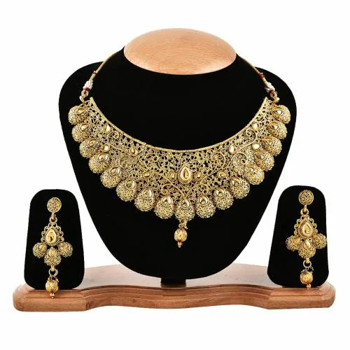 Buy Zeneme Jewellery Set for Women Gold Plated Collar Necklace Set With