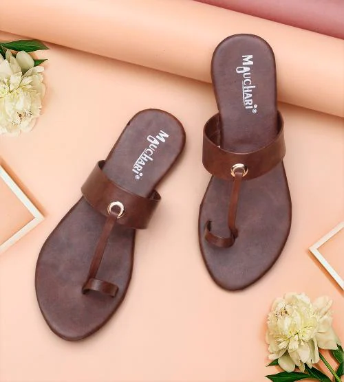 MAUCHARI latest fashion Women footwear Women flip flops slippers Flipflop sleeper for women ladies slipper Women slipper chappal Sandals for women flats women (Tan)