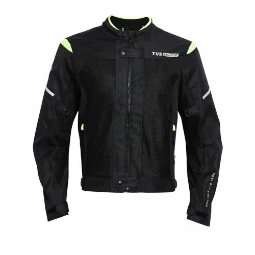 TVS Racing Riding Jacket for Men-High Abrasion 600D Polyester Jacket for Riding Bikers , CE Level 2 Armour Protection for Bikers Riding -Essential Bike Jacket for Riding Bikers (Asphalt Neon-M)