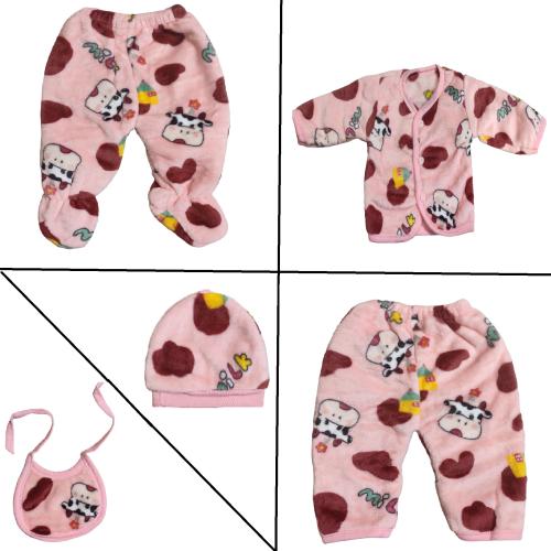 sasta sales kids winter wear 5 piece baby suit soft woolen fleece Clothing Set peach color