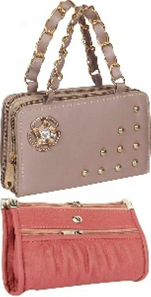 Rapid Costore PU Pink And Beige Clutch ,Pack of 2
