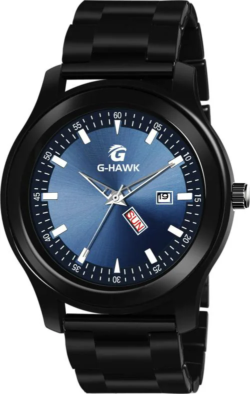 G-HAWK Analog Blue Dial Black Strap Watch for Men and Boys