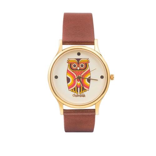 Chumbak Analog White Dial Brown Strap Watch For Women