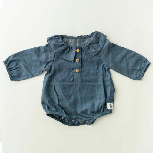 Tiffy & Toffy Girly Solid Chambray Pattern 100% Pure Cotton Romper/Onesies for Little Princess | Mumma's Preferred Choice