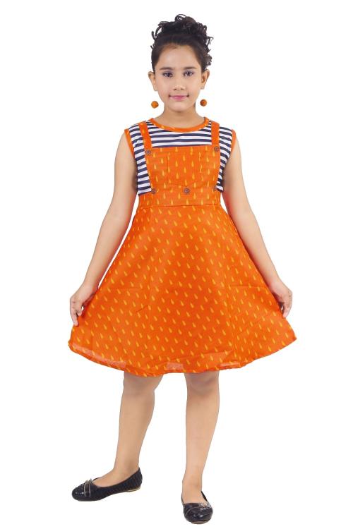DIGIFASHION Girls Multicolored Designer Cotton Frock