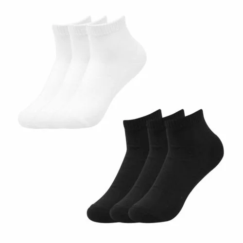 TRENDLOOK Men's Ankle Length Sports Cotton Socks, Free Size, Pair of 6 ( White & Black )