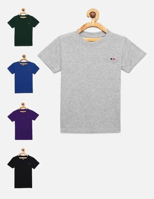 DONGLI Half Sleeve Multicolor2 top Boys Casual Pack of 5 Tshirts
