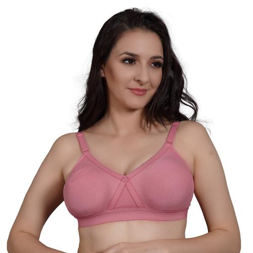TRYLO ALPA WOMEN'S HOSIERY COTTON NON-PADDED NON-WIRED MOLDED FULL COVERAGE BRA ALPA Dark Pink 44F