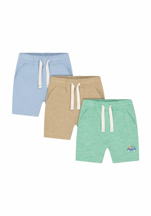 Mothercare Boys Shorts Car Print - Pack of 3 - Blue Brown Green