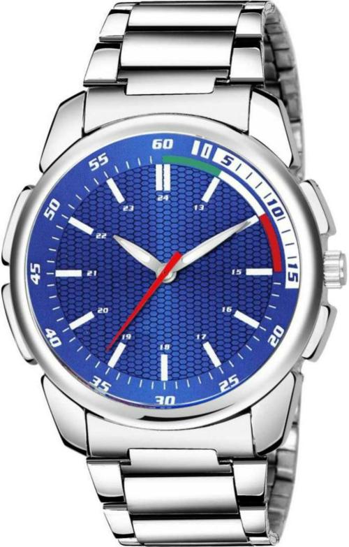 Bolun Analog Blue Dial Silver Strap Watch For Men