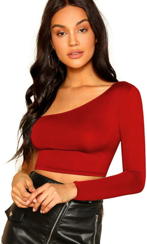 THE BLAZZE_Women Cotton Blend Red Crop Top_L
