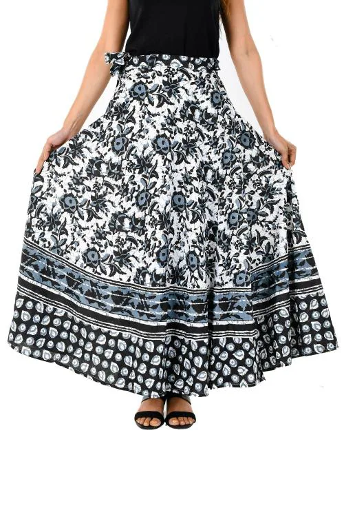 Rangun Black 100% Cotton Women Printed WrapAround(Skirts),WA_1029_Printed_Black