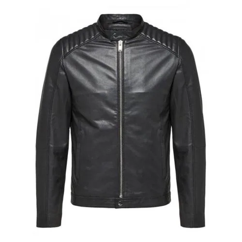 PRIME LEATHER STUDIO Men's Black Hand made Genuine lambskin leather Winter Jacket
