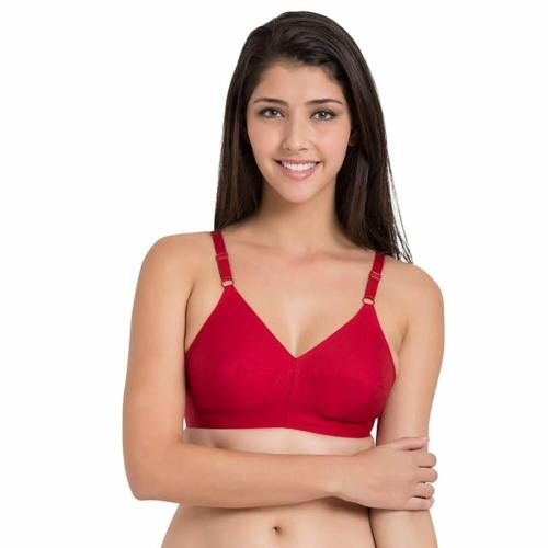 BELLE Women's Cotton Non Padded Wire Free Everyday Bra - Red - ( 38 )