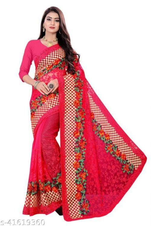 Bansidhar fabrics heavy embroidery & RED Jari work with Beautiful Heavy piepin border saree