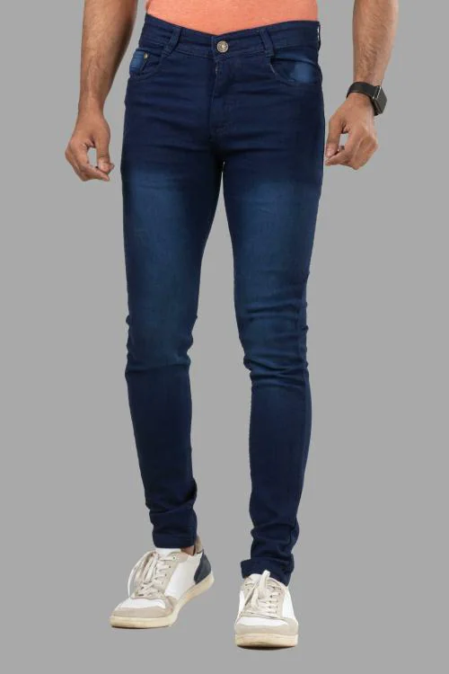 Buy LZard Men Dark Blue Slim Clean Look Stretch Jeans Online at Best ...