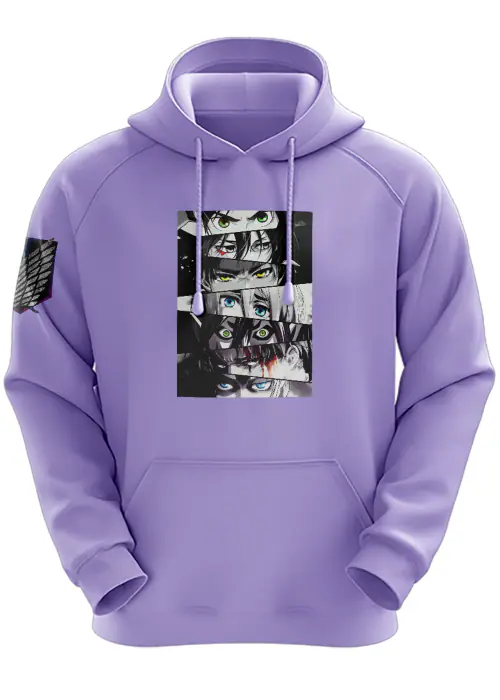 2XL - Unisex Lilac Lavender AOT Eyes Attack On Titan Anime Hoodie For Men Women TeesTheDay