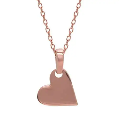 Giva Sterling Silver Rose Gold Classic Heart Pendant With Link Chain For Women