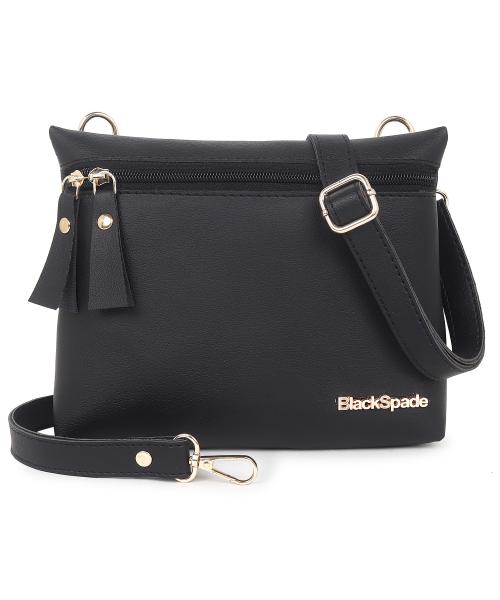 Black Spade Black Solid Sling Bag