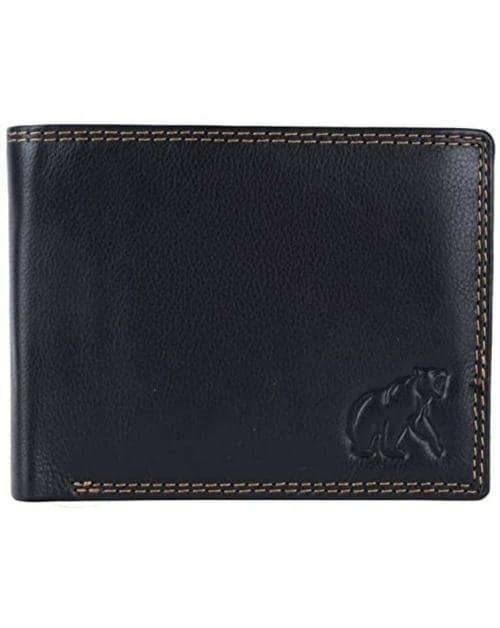 Grizzly Black Leather Mens Front Pocket Trifold Wallet 1745