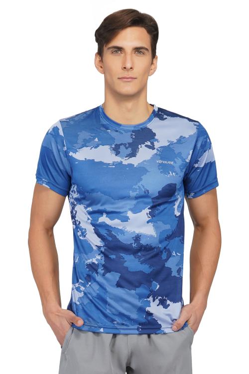 Vendur Sports Men's Camou Print T Shirt - Ocean