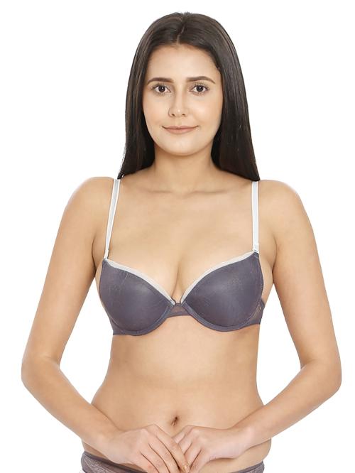 Buy ILRASO ZELDA PUSH UP BRA PADDED BRA DETACHABLE STRAPS GREY