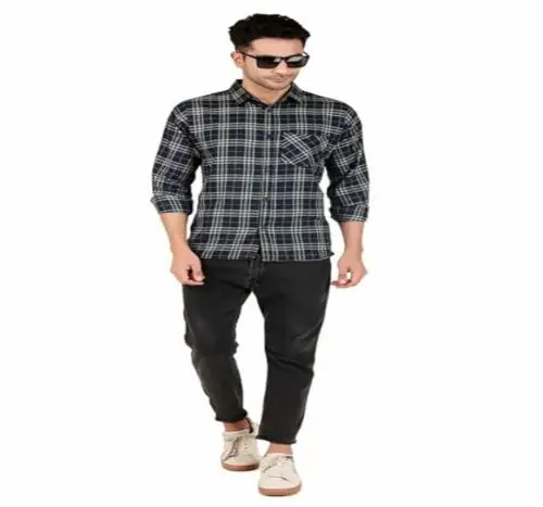 STITCHCRAFT STYLE Check Shirt for Men Full Sleeves Formal Check Shirts Big Checks Shirts for Men Office Wear Plaid Checkered Shirt Casual Office Wear (Multicolor)