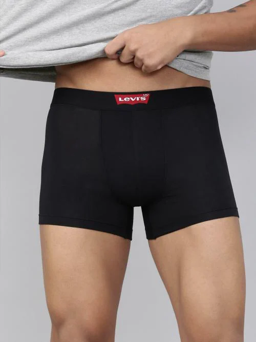 Levi's Men's Black Solid Cotton Trunks