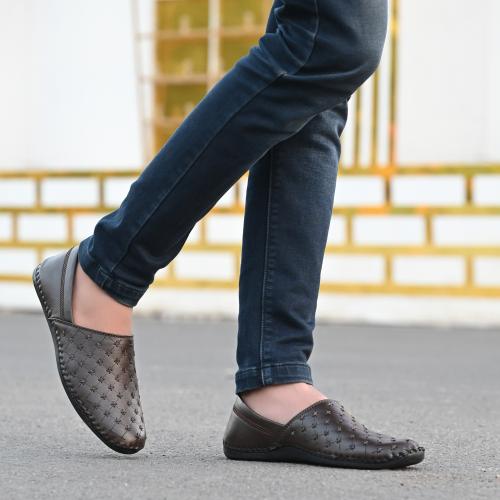 ROWLANS Men's Brown Ethnic/Party Wear/ Outdoor Synthetic leather Slip-On Lofers