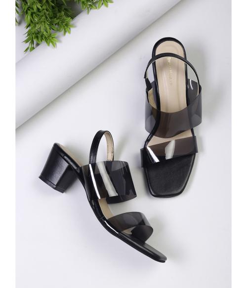 Bruno Manetti Women's Black Slipon Back Strap Oven Sandal