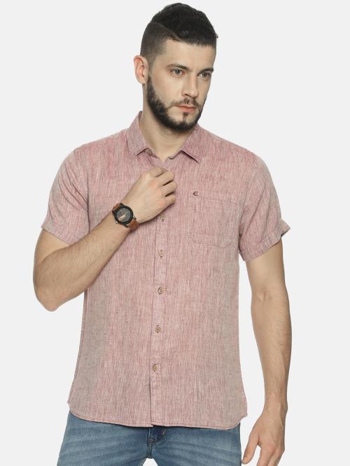 Ecentric maroon colour slim fit hemp casual shirt