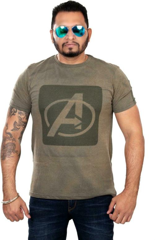 Typography Nylon Round Neck Green L