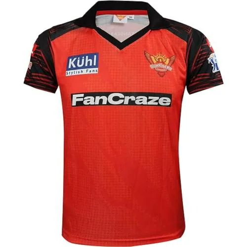 Teky IPL SRH Cricket Plain Fan Jersey Tshirt 2024/25 For Men And Boys L (Pack of 1)