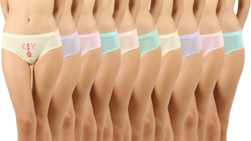 Vaishma Women Multicolor Solid Cotton Blend Pack of 10 Panties