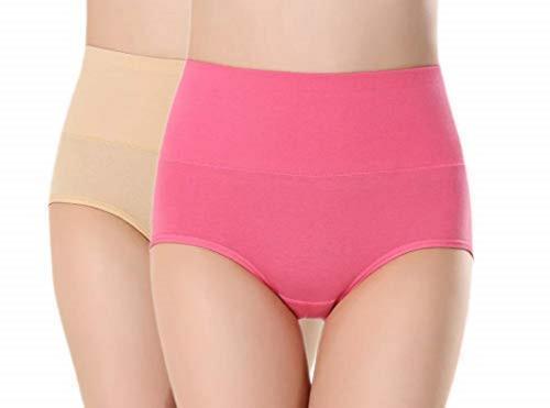 F FASHIOL.COM Women High Waist Hipster Panty (Rose Pink, Skin) Color Size (38 Till 46) Pack of 2