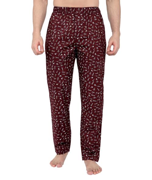 The Cotton Company Men's Maroon Guitar Print 100% Cotton Pajama Lounge Pants (XX-Large)