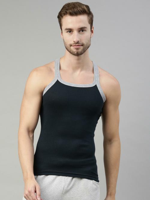 Dixcy Scott Originals Men's Navy Solid 100% Cotton Sleeveless Vest