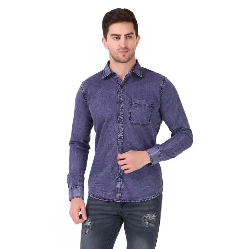 DESIGN UP MEN SLIM FIT DENIM BLUE SHIRT 3XL|SHIRTS|SHIRT|CASUAL SHIRT| SLIM FIT| PARTY WEAR| DENIM SHIRT