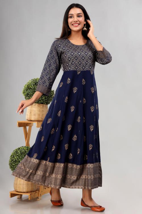 ANNI DESIGNER Damen Anarkali Kurta Set - Rayon Viskose Mit Palazzo & Dupatta In Rosa