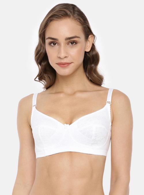 Macrowoman W Series Women White Solid Cotton Blend Single Bra