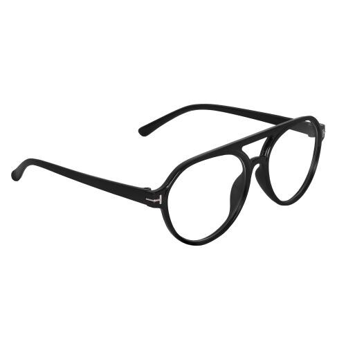 Crazywinks Clear Lens Oval Spectacle Frame for Men and Women (Black-White)