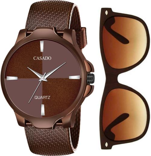 Casado Analog Brown Dial Brown Strap Watch For Men (Csd-387-Brown-2-Wayferer) (Pack Of 2)