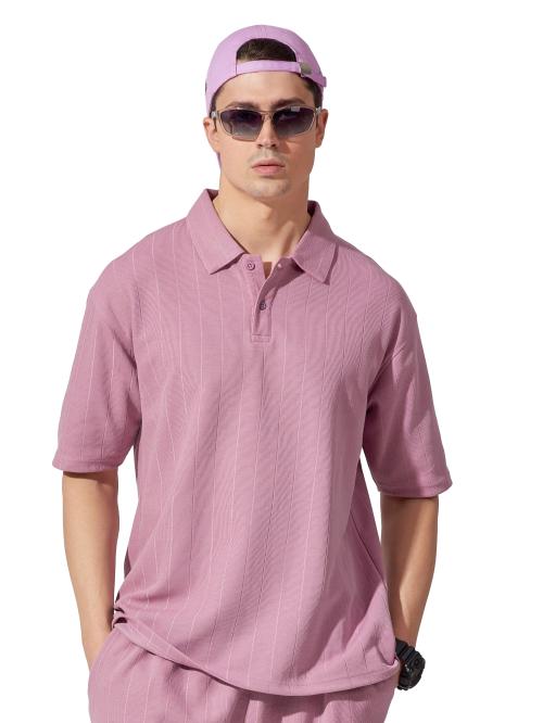 Maniac Tshirt/Mens Tshirt/tshirt for mens/tshirt/Mens Drop Shoulder Solid Polo Neck Half Sleeve Brooklyn Lavender Cotton Slim Fit T-Shirt